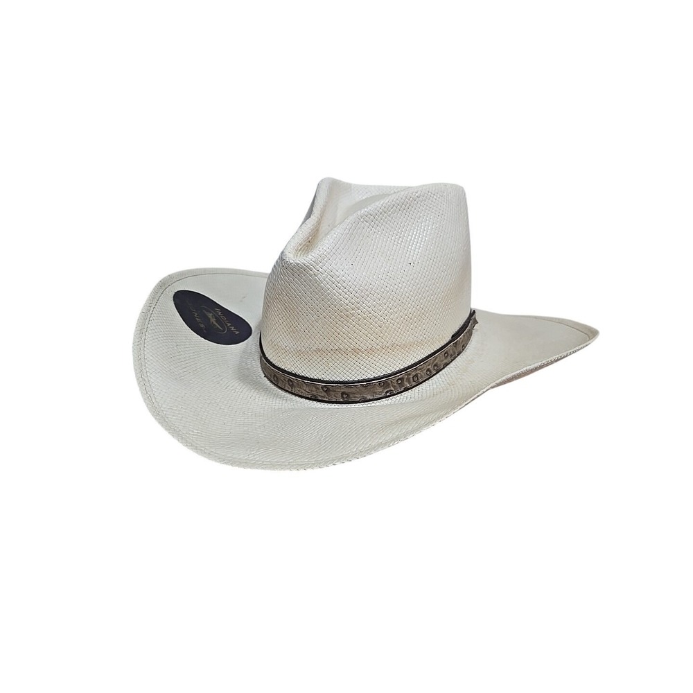 Vintage Indiana‎ Jones Miller Western Cowboy Hat 7 1/8 Straw Distress* Plane